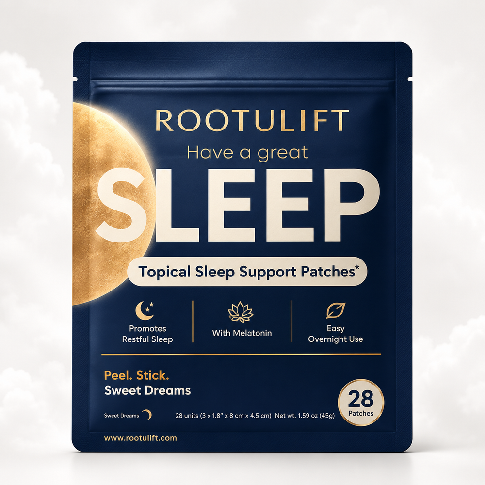 Deep-blue sleep patch packaging with a golden moon