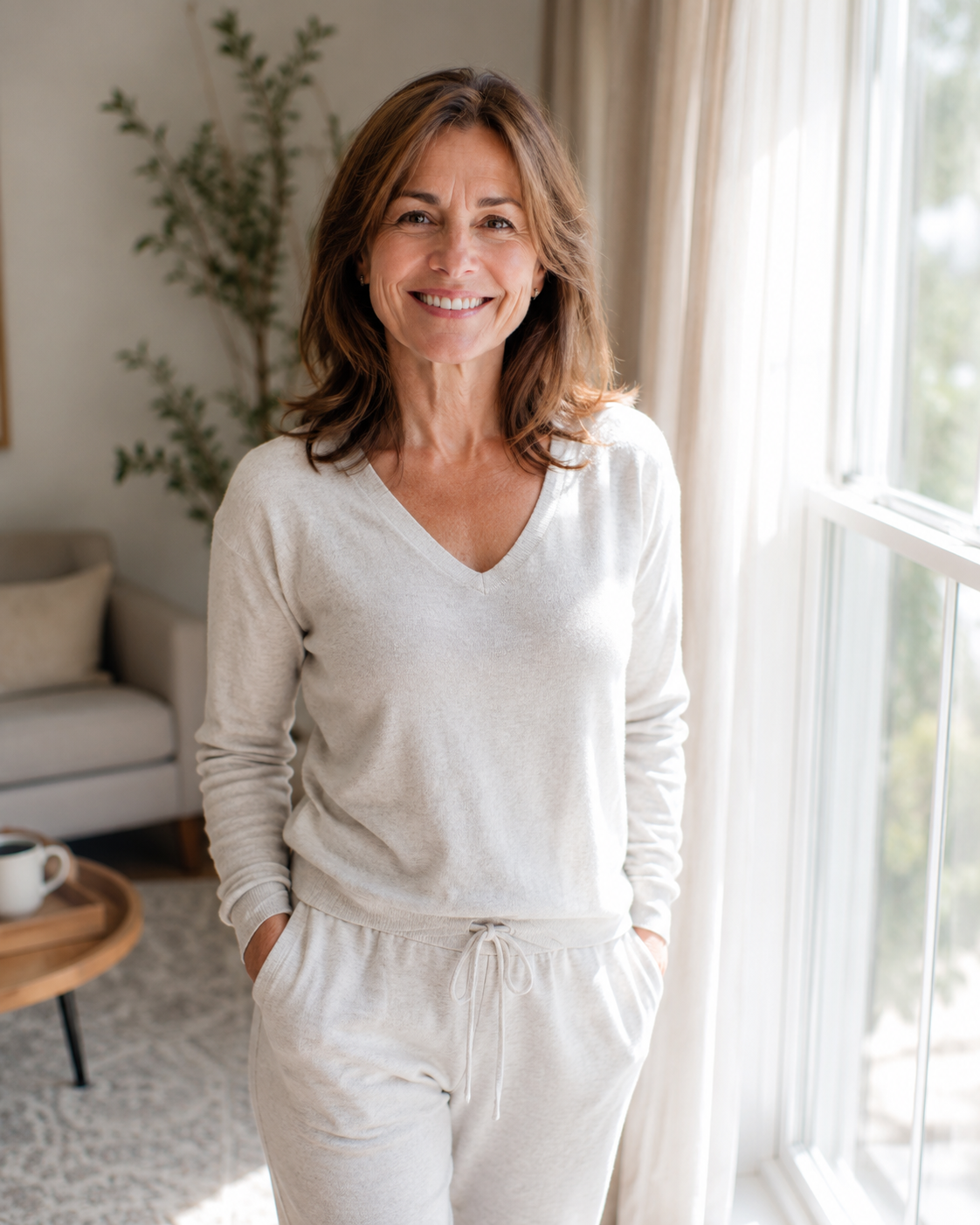 Woman enjoying a calm and hopeful morning